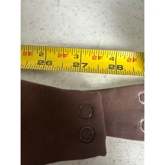 Nuuds Long Sleeve Crewbeck Bodysuit Coffee Brown Thong Style Size M Fitted B2 - Picture 5 of 5